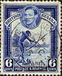 British Guiana 1938 King George VI SG 311a Indian Shooting Fish Fine Used