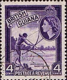 British Guiana 1954 Queen Elizabeth II SG 334 Native Shooting Fish Fine Used