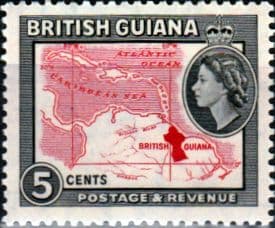 British Guiana 1954 Queen Elizabeth II SG 335 Caribbian Map Fine Mint