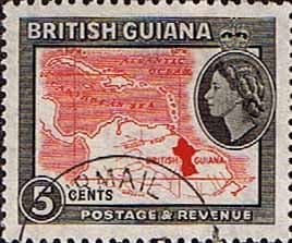 British Guiana 1963 Queen Elizabeth II SG 356 Caribbian Map Fine Used