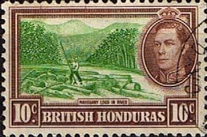 British Honduras 1938 SG 155 Mahogany Logs in River Fine Used
