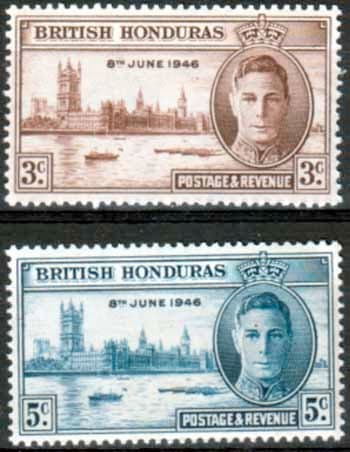 British Honduras 1946 King George VI Victory Set Fine Mint