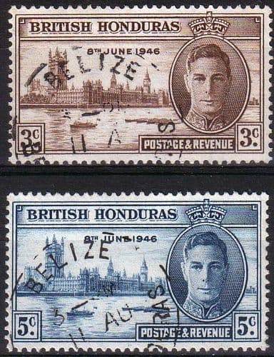 British Honduras 1946 King George VI Victory Set Fine Used