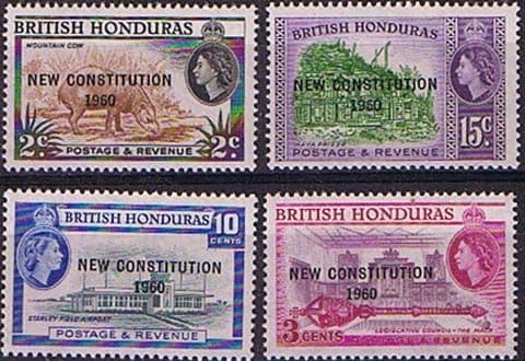 British Honduras 1961 Stamps of 1953 optd NEW CONSTITUTION Set Fine Mint