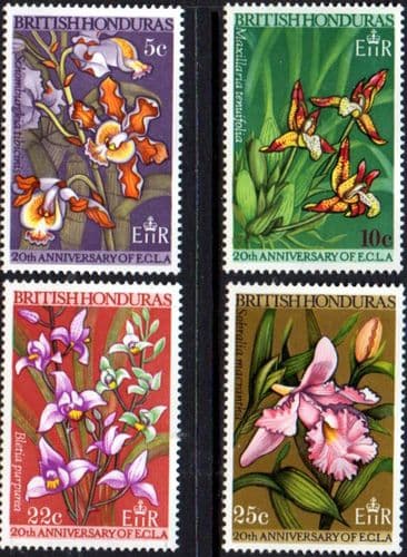 British Honduras 1968 Economic Commission for Latin American Orchids Set Fine Mint