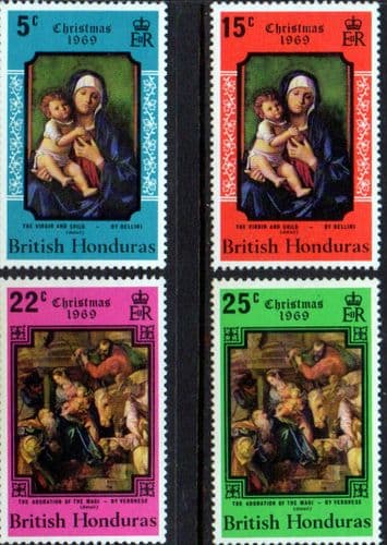 British Honduras 1969 Christmas Paintings Set Fine Mint
