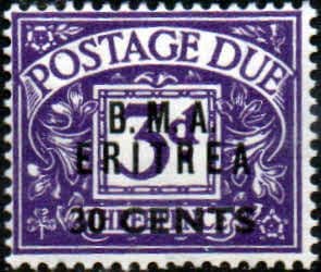 British Post Offices Eritrea 1948 BMA Overprint Post Dues SG ED 4 Fine Mint