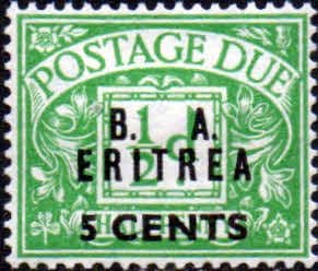 British Post Offices Eritrea 1950 BA ERITREIA Overprint Post Dues SG ED 6 Fine Mint