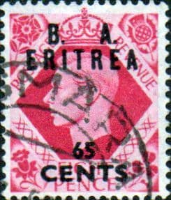 British Post Offices Eritrea 1950 Overprint B A SG E 20 Fine Used