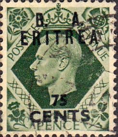 British Post Offices Eritrea 1950 Overprint B A SG E 21 Fine Used