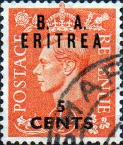 British Post Offices Eritrea 1951 Overprint B A SG E 26 Fine Used