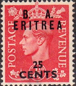 British Post Offices Eritrea 1951 Overprint B A SG E 29 Fine Mint