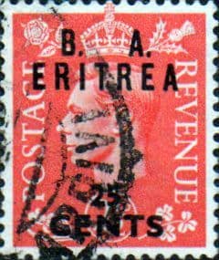 British Post Offices Eritrea 1951 Overprint B A SG E 29 Fine Used