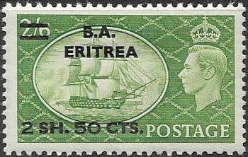 British Post Offices Eritrea 1951 Overprint B A SG E 30 Fine Mint