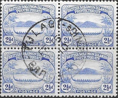 British Solomon Islands 1908 SG 11 Small Canoes Fine Used Block of 4