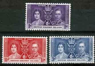 British Solomon Islands 1937 King George VI Coronation Set Fine Mint