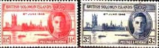 British Solomon Islands 1946 King George VI Victory Set Fine Mint