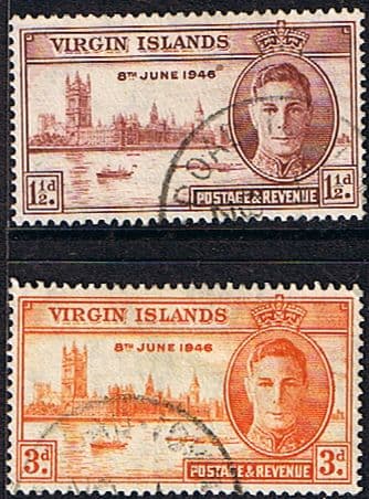 British Virgin Islands 1946 King George VI Victory Set Fine Used