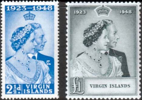 British Virgin Islands 1948 King George VI Royal Silver Wedding Set Fine Mint