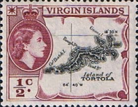 British Virgin Islands 1956 Queen Elizabeth II Map of Tortola SG 149 Fine Mint
