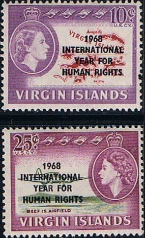 British Virgin Islands 1968 Human Rights Year Set Fine Mint