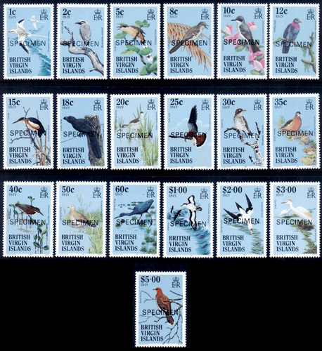 British Virgin Islands 1985 Complete Birds Set SPECIMEN Fine Mint