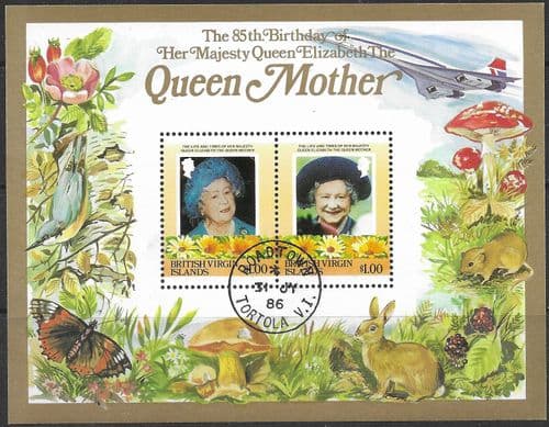 British Virgin Islands 1985 Queen Mother Life and Times Miniature Sheet MS 587A Fine Used