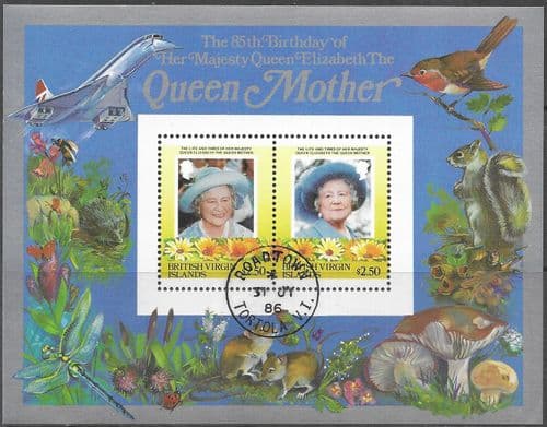 British Virgin Islands 1985 Queen Mother Life and Times Miniature Sheet MS 587B Fine Used