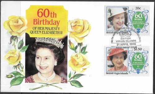 British Virgin Islands 1986 Queen Elizabeth II 60th Birthday First Day Cover No1