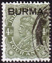 Burma 1937 King George V Overprint SG 9 Fine Used