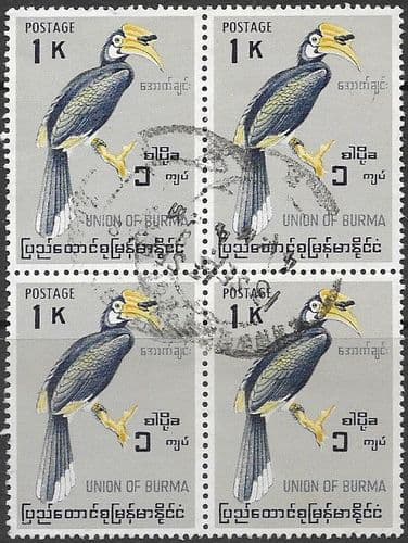Burma 1964 Birds SG 183 Fine Used Block of 4