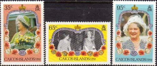 Caicos Islands 1985 Queen Mother Life and Times Set Fine Mint