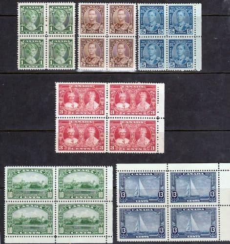Canada 1935 King George V Silver Jubilee Set in Block of 4 Fine Mint
