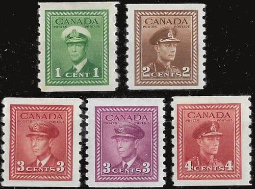 Canada 1942 King George in Naval Uniform Coil Stamps Set Fine Mint