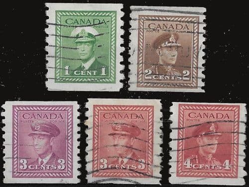 Canada 1942 King George in Naval Uniform Coil Stamps Set Fine Used