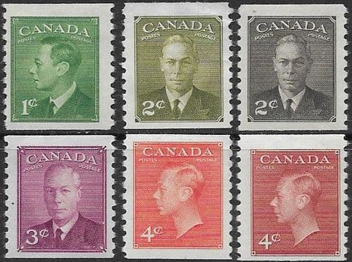 Canada 1949 King George VI Imperf x Perf 9 1/2 Set Fine Mint