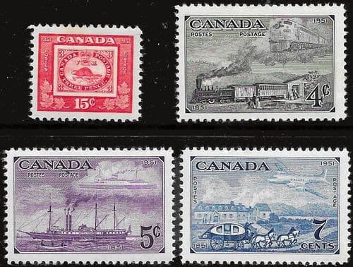 Canada 1951 Centenary of First Canadian Postage Stamp Set Fine Mint