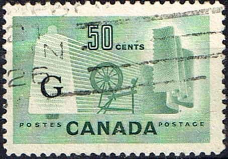 Canada 1953 SG O201a Official Overprint "G" Fine Used