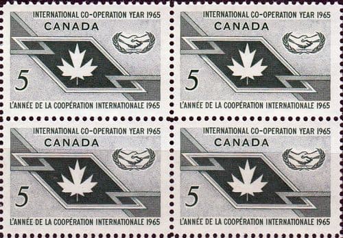 Canada 1965 International Co-operation Year Fine Mint Block of 4