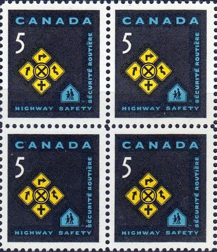 Canada 1966 Highway Safety Fine Mint Block of 4