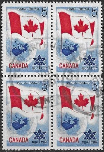 Canada 1967 Canadian Centennial Fine Used Block of 4