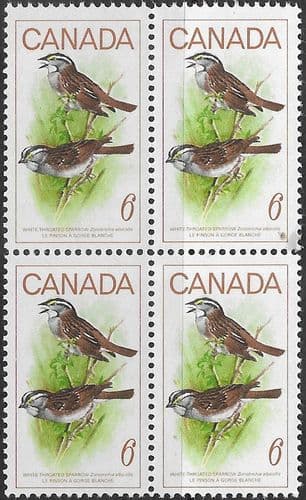 Canada 1969 Birds White-throated Sparrow Block of 4 SG 638 Fine Mint