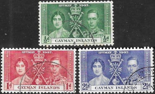 Cayman Islands 1937 King George VI Coronation Set Fine Used
