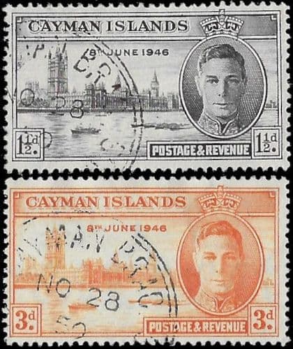 Cayman Islands Stamps 1946 King George VI Victory Set Fine Used