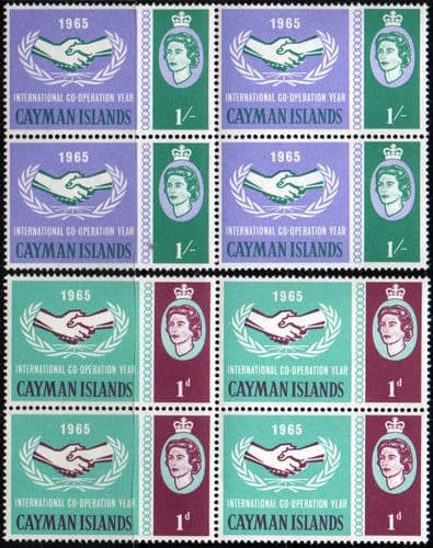 Cayman Islands 1965 International Co-operation Year Set Fine Mint Blocks of 4