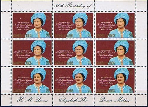 Cayman Islands 1980 Queen Mothers 80th Birthday Sheetlet Fine Mint