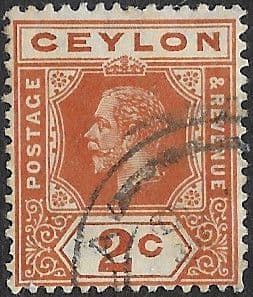 Ceylon 1912 King George V Head SG 307a Fine Used