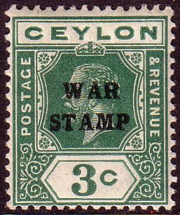 Ceylon 1918 War Tax SG 332 Fine Mint