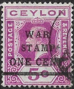 Ceylon 1918 War Tax SG 336 Fine Used