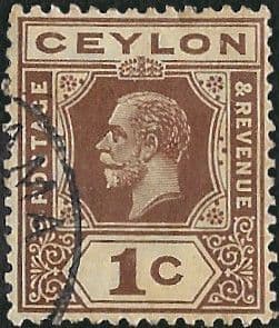 Ceylon 1921 King George V Head SG 338 Fine Used